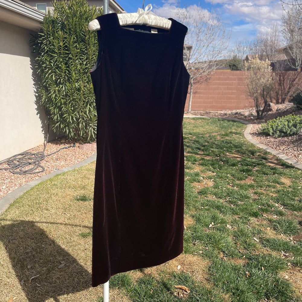 Velvet, square neckline, vintage, deep plum, Liz Claiborne